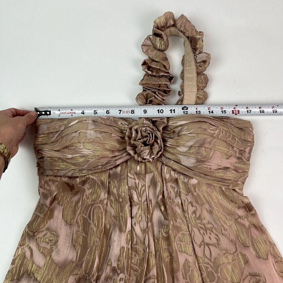 Betsy & Adam Y2K Gold Babydoll Mini Dress 10 Ruffled Fairycore New Years Party - Picture 7 of 13